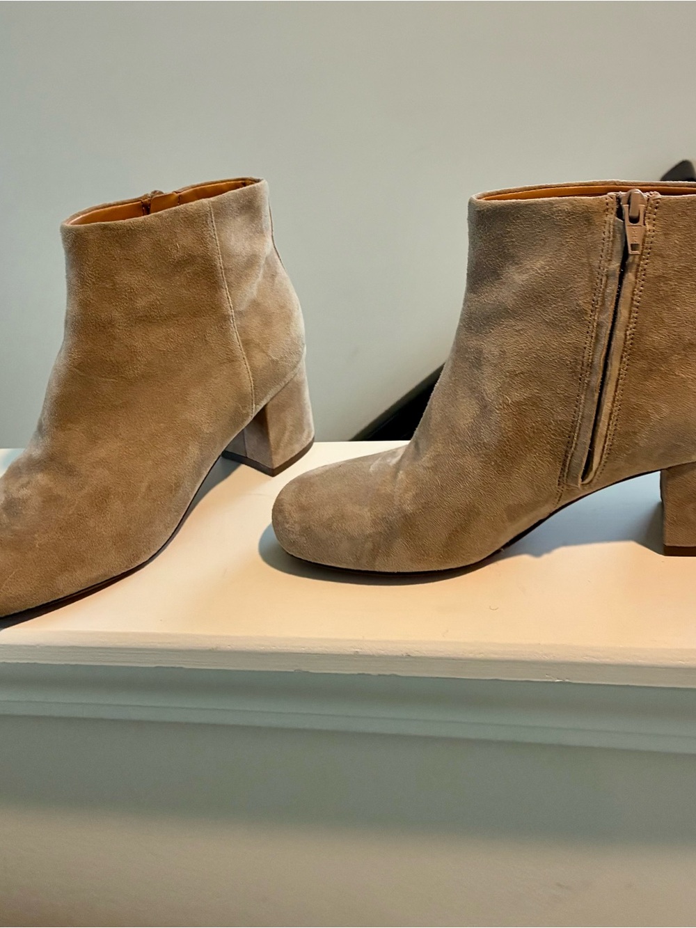 Vionic Suede Ankle Booties in Taupe Beige 8